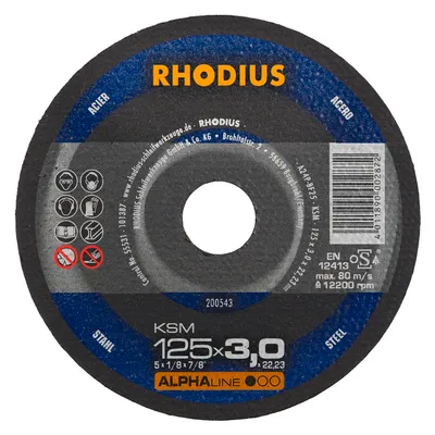Диск карбофлексен за рязане Rhodius на метал 125 мм, 3 мм, 22.23 мм, KSM