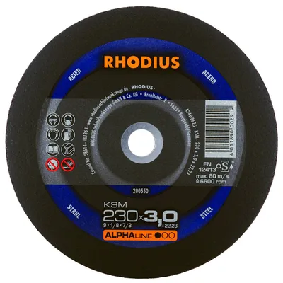 Диск карбофлексен за рязане Rhodius на метал 230 мм, 3 мм, 22.23 мм, KSM