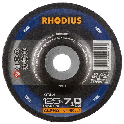 Диск карбофлексен за шлайфане Rhodius на метал 180 мм, 22.23 мм, 6 мм, KSM
