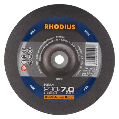 Диск карбофлексен за шлайфане Rhodius на метал 230 мм, 22.23 мм, 6 мм, KSM