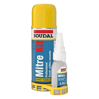 Лепило универсално Soudal цианкрилатно секундно  200 + 50 мл, Mitre Kit