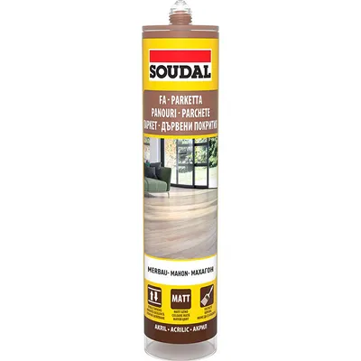 Лепило уплътнително Soudal акрилно за паркет и ламинат 310 мл, махагон