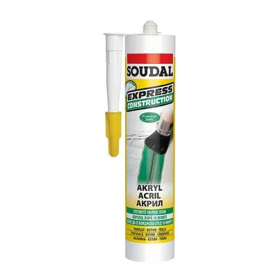 Лепило уплътнително Soudal акрилно за пукнатини и фуги 280 мл, бяло, Express